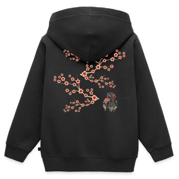 Fleurs Japonaises - Sweat Premium à capuche zippé enfant bio - noir - Dos - AI Model Kid Male (0cm)
