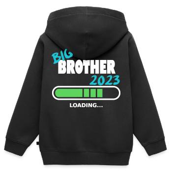 Brother 2023 load baby birth families design - Kids Premium Organic Zip-up Hoodie - black - Back - AI Model Kid Male (0cm)