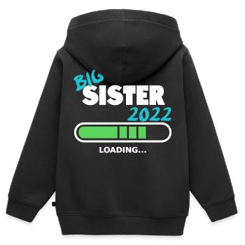 Sœur 2022 charge bébé naissance conception de famille - Sweat Premium à capuche zippé enfant bio - noir - Dos - AI Model Kid Male (0cm)