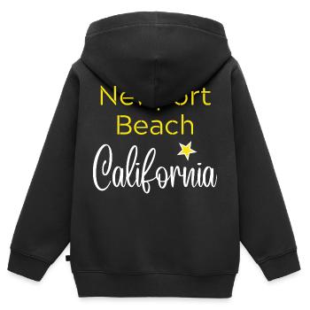Newport Beach California - Sweat Premium à capuche zippé enfant bio - noir - Dos - AI Model Kid Male (0cm)