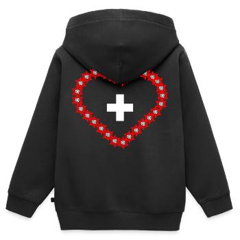 Herz - Kinder Premium Organic Zip Hoodie - Schwarz - Hinten - AI Model Kid Male (0cm)