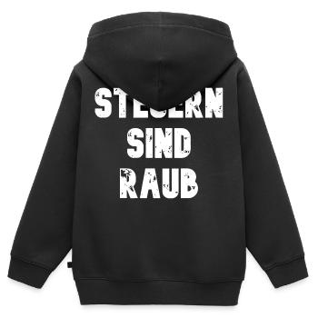 Steuern sind Raub - Kinder Premium Organic Zip Hoodie - Schwarz - Hinten - AI Model Kid Male (0cm)
