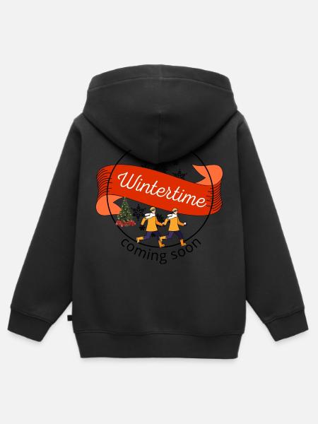 Wintertime coming soon - Kinder Premium Organic Zip Hoodie - Schwarz