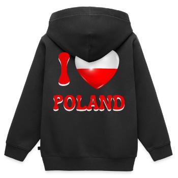 I love Poland - Kids Premium Organic Zip-up Hoodie - black - Back - AI Model Kid Male (0cm)