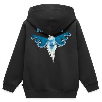 Wellensittich - Kinder Premium Organic Zip Hoodie - Schwarz - Hinten - AI Model Kid Male (0cm)