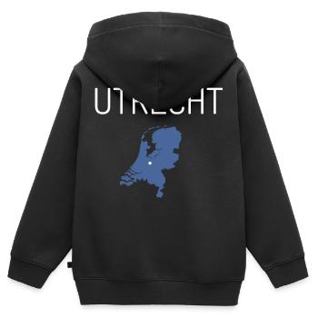 Utrecht T-Shirt - Kinder Premium Organic Zip Hoodie - Schwarz - Hinten - AI Model Kid Male (0cm)