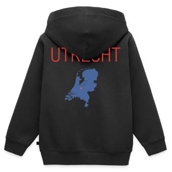 Utrecht Babygeschenk: Utrechter Baby - Kinder Premium Organic Zip Hoodie - Schwarz - Hinten - AI Model Kid Male (0cm)