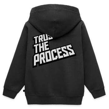 faire confiance au processus Devis - Sweat Premium à capuche zippé enfant bio - noir - Dos - AI Model Kid Male (0cm)