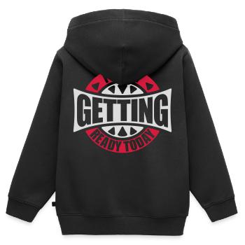ne pas se préparer aujourd’hui - Sweat Premium à capuche zippé enfant bio - noir - Dos - AI Model Kid Male (0cm)