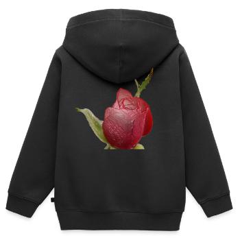 Rote Rose - Kinder Premium Organic Zip Hoodie - Schwarz - Hinten - AI Model Kid Male (0cm)