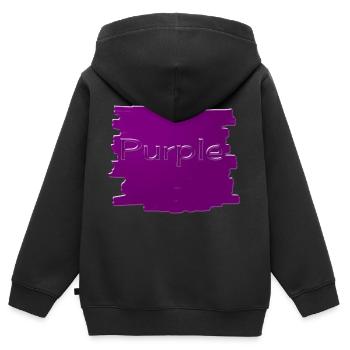 Pourpre - Sweat Premium à capuche zippé enfant bio - noir - Dos - AI Model Kid Male (0cm)