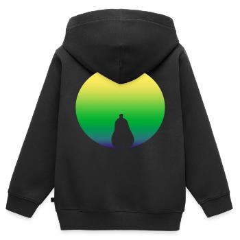 birne in gruen - Kinder Premium Organic Zip Hoodie - Schwarz - Hinten - AI Model Kid Male (0cm)