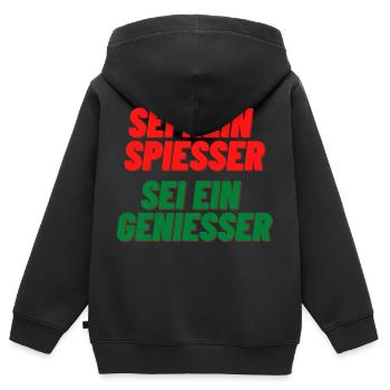 Genießer kein Spießer lustig Vater Spruch Geschenk - Kinder Premium Organic Zip Hoodie - Schwarz - Hinten - AI Model Kid Male (0cm)