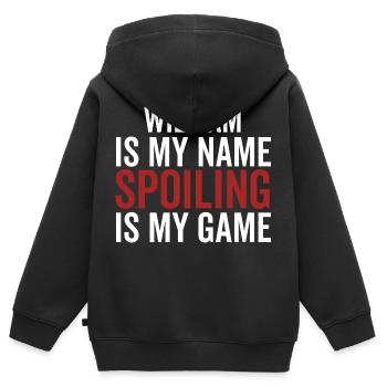 William ist mein Name Spoiling ist mein Spiel - Kinder Premium Organic Zip Hoodie - Schwarz - Hinten - AI Model Kid Male (0cm)
