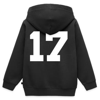 Anzahl 17 - Kinder Premium Organic Zip Hoodie - Schwarz - Hinten - AI Model Kid Male (0cm)