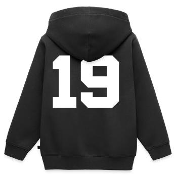 Anzahl 19 - Kinder Premium Organic Zip Hoodie - Schwarz - Hinten - AI Model Kid Male (0cm)