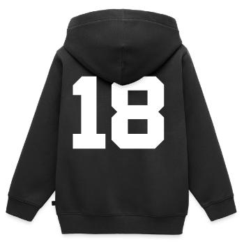 Anzahl 18 - Kinder Premium Organic Zip Hoodie - Schwarz - Hinten - AI Model Kid Male (0cm)