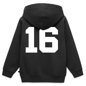 Anzahl 16 - Kinder Premium Organic Zip Hoodie - Schwarz - Hinten - AI Model Kid Male (0cm)