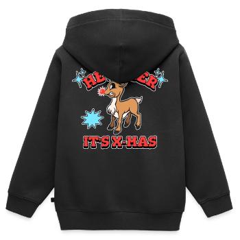 Hey Deer It's X-Mas - Christmas Motif - Kids Premium Organic Zip-up Hoodie - black - Back - AI Model Kid Male (0cm)