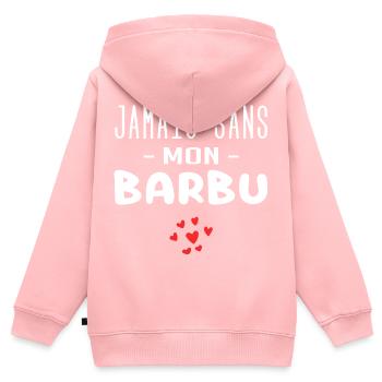 jamais sans mon barbu - Sweat Premium à capuche zippé enfant bio - rose - Dos - AI Model Kid Female (0cm)