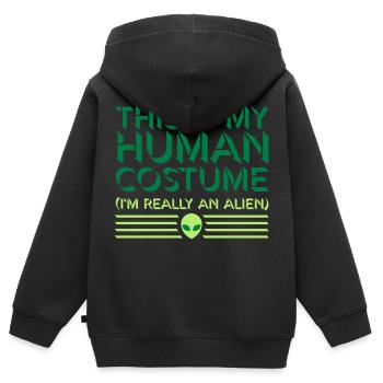 Citation extraterrestre de costume humain - Sweat Premium à capuche zippé enfant bio - noir - Dos - AI Model Kid Male (0cm)