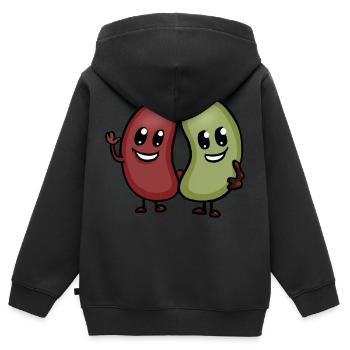 Haricots petits, petits haricots de dessins animés drôles - Sweat Premium à capuche zippé enfant bio - noir - Dos - AI Model Kid Male (0cm)