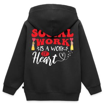 Social Work Is A Work Of Heart - Kids Premium Organic Zip-up Hoodie - black - Back - AI Model Kid Male (0cm)