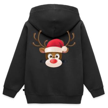 Rehkitz mit roter Nase - Kinder Premium Organic Zip Hoodie - Schwarz - Hinten - AI Model Kid Male (0cm)