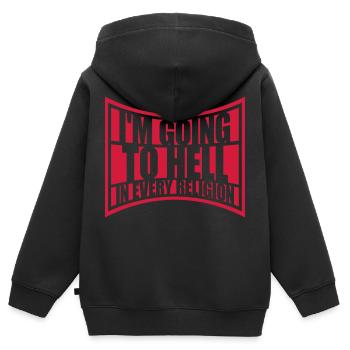 En allant en enfer - Sweat Premium à capuche zippé enfant bio - noir - Dos - AI Model Kid Male (0cm)