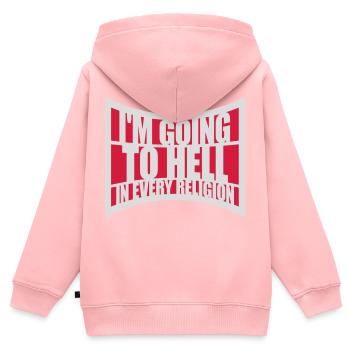 En allant en enfer - Sweat Premium à capuche zippé enfant bio - rose - Dos - AI Model Kid Female (0cm)