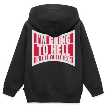 En allant en enfer - Sweat Premium à capuche zippé enfant bio - noir - Dos - AI Model Kid Male (0cm)