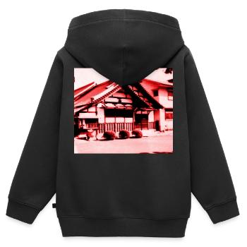 Temple à Nara, Japon. - Sweat Premium à capuche zippé enfant bio - noir - Dos - AI Model Kid Male (0cm)