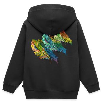 Feder - Kinder Premium Organic Zip Hoodie - Schwarz - Hinten - AI Model Kid Male (0cm)