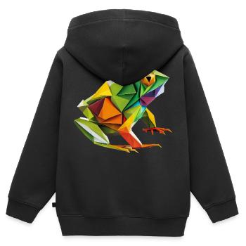 Origami Geometrie Frosch bunt modern arty - Kinder Premium Organic Zip Hoodie - Schwarz - Hinten - AI Model Kid Male (0cm)