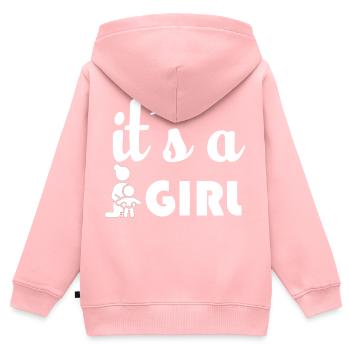 Grossesse Baby shower Babyshower Boy Girl - Sweat Premium à capuche zippé enfant bio - rose - Dos - AI Model Kid Female (0cm)