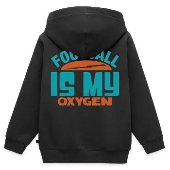 FUSSBALL IST MEIN SAUERSTOFF - Kinder Premium Organic Zip Hoodie - Schwarz - Hinten - AI Model Kid Male (0cm)