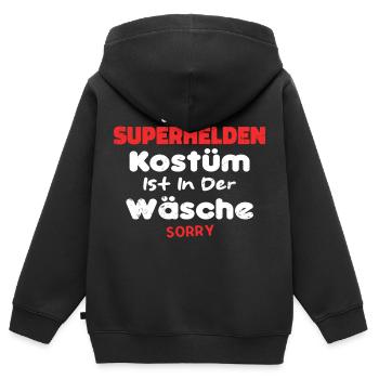 Mein Superheld Kostüm Ist In Der Wäsche - Kinder Premium Organic Zip Hoodie - Schwarz - Hinten - AI Model Kid Male (0cm)