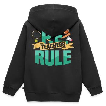P.E. Teachers Rule Physical Education School - Kids Premium Organic Zip-up Hoodie - black - Back - AI Model Kid Male (0cm)