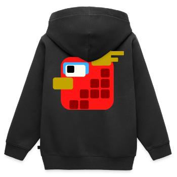 Oiseau Rouge PixelArt - Sweat Premium à capuche zippé enfant bio - noir - Dos - AI Model Kid Male (0cm)