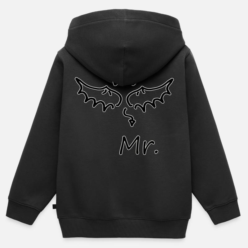 Mariage, Marié, EVJA - Sweat Premium à capuche zippé enfant bio - noir