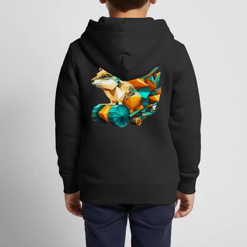3D kit chipmunk with wheels as polygon Kids Premium Organic Zip-up Hoodie