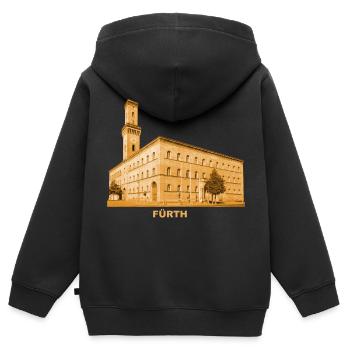 Mairie de Fürth Moyenne Franconie Bavière - Sweat Premium à capuche zippé enfant bio - noir - Dos - AI Model Kid Male (0cm)