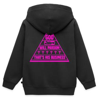 GOTT WIRD IHM VERZEIHEN, DASS ES SEINE SACHE IST - Kinder Premium Organic Zip Hoodie - Schwarz - Hinten - AI Model Kid Male (0cm)