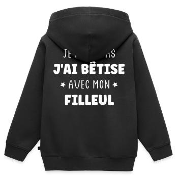 filleul - Sweat Premium à capuche zippé enfant bio - noir - Dos - AI Model Kid Male (0cm)