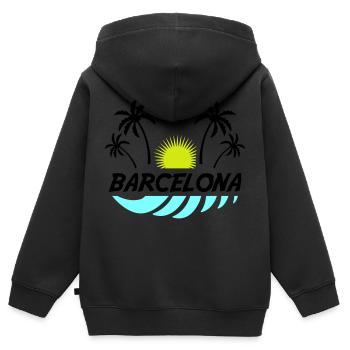 Barcelone - Sweat Premium à capuche zippé enfant bio - noir - Dos - AI Model Kid Male (0cm)