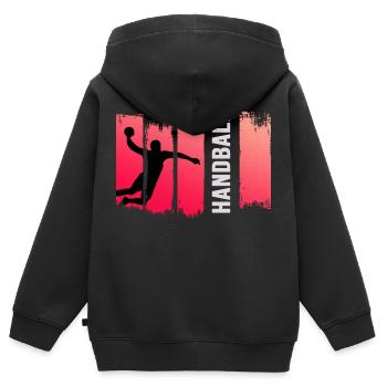 Handball Handballspieler Sprungwurf HandballPro - Kinder Premium Organic Zip Hoodie - Schwarz - Hinten - AI Model Kid Male (0cm)