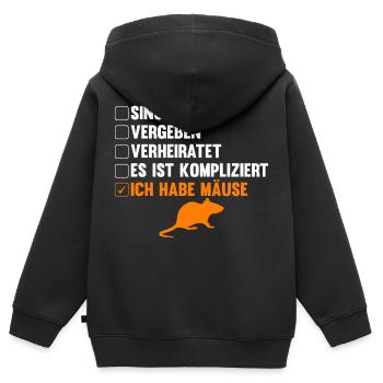 Es ist kompliziert ich habe Mäuse - Kinder Premium Organic Zip Hoodie - Schwarz - Hinten - AI Model Kid Male (0cm)