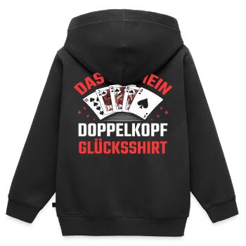 Doppelkopf Kartenspielen Doppelkopfspieler - Kinder Premium Organic Zip Hoodie - Schwarz - Hinten - AI Model Kid Male (0cm)