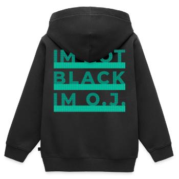 Je ne suis pas noir je suis OJ rappeur hip hop - Sweat Premium à capuche zippé enfant bio - noir - Dos - AI Model Kid Male (0cm)