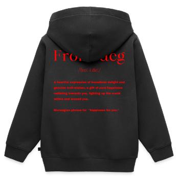 Norwegisch Spruch - Kinder Premium Organic Zip Hoodie - Schwarz - Hinten - AI Model Kid Male (0cm)